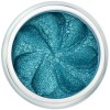 Aqua green sparkle in a natural loose mineral powder formulation.