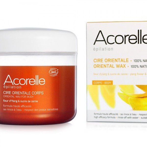 Acorelle Oriental Wax is a sugar wax that will rinse away without leaving a sticky residue